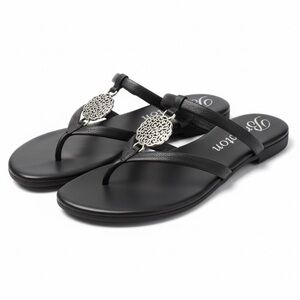 Brighton Black Retired Atoll Barbados Collection Leather Sandals Size 6.5 NWT